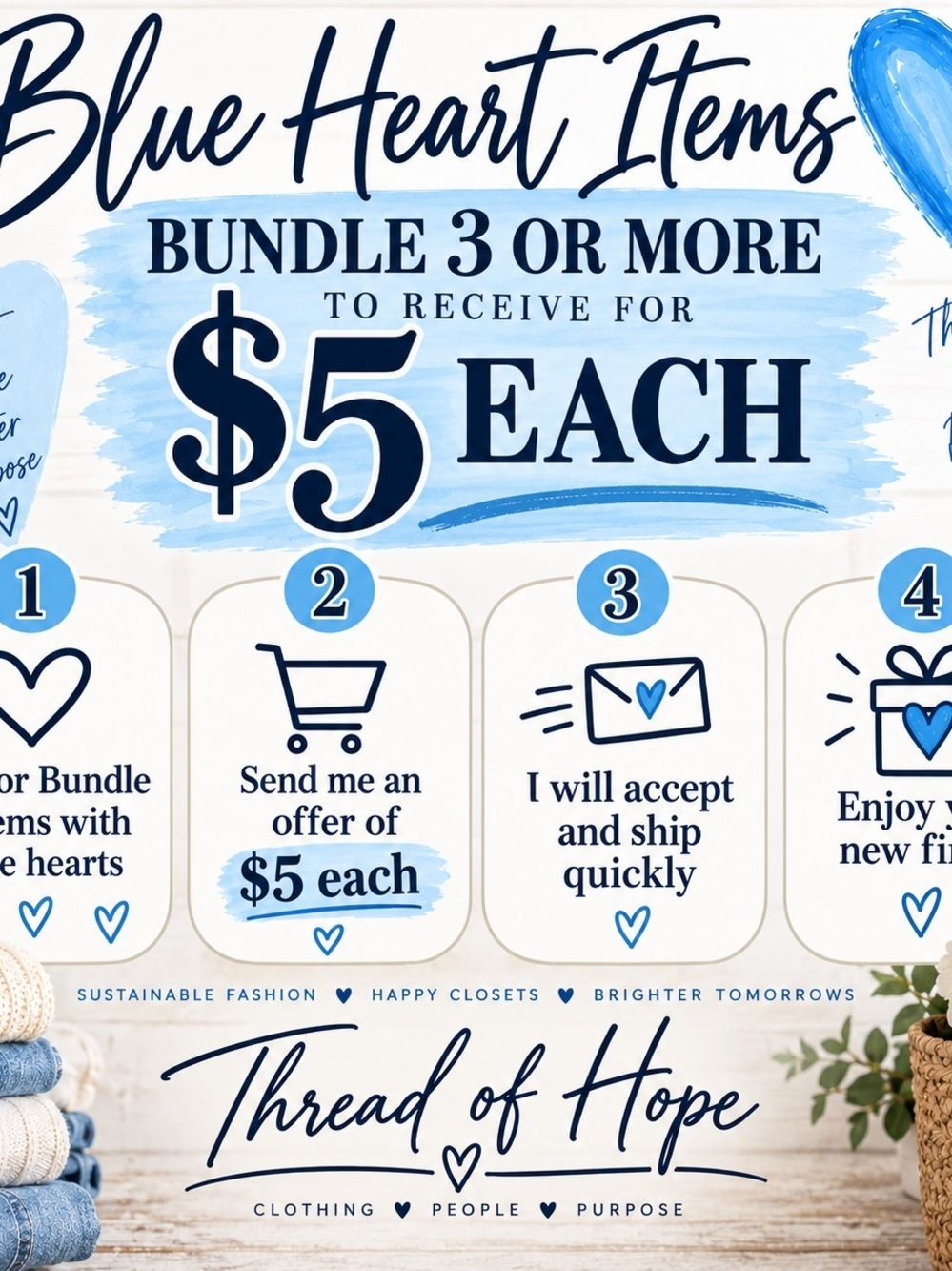 BUNDLE BLUE HEART ITEMS for $5/ Each